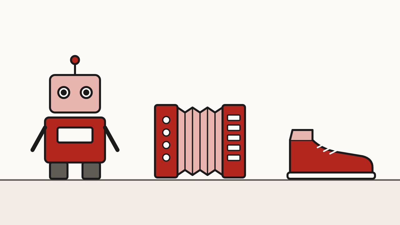 Рисунок: робот, гармонь и кроссовок — робототехника, народная музыка и лёгкая атлетика